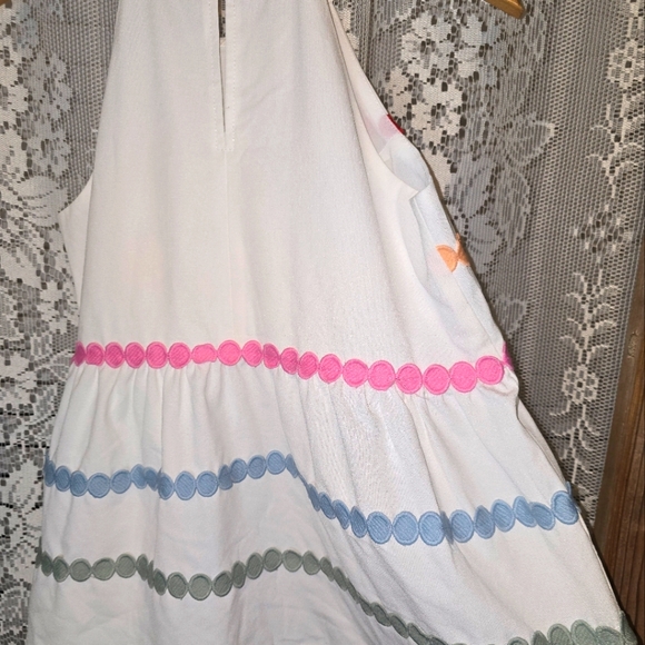 Entro Summer Top, Peplum, White With Colored Trim, Womens Small - Picture 5 of 6